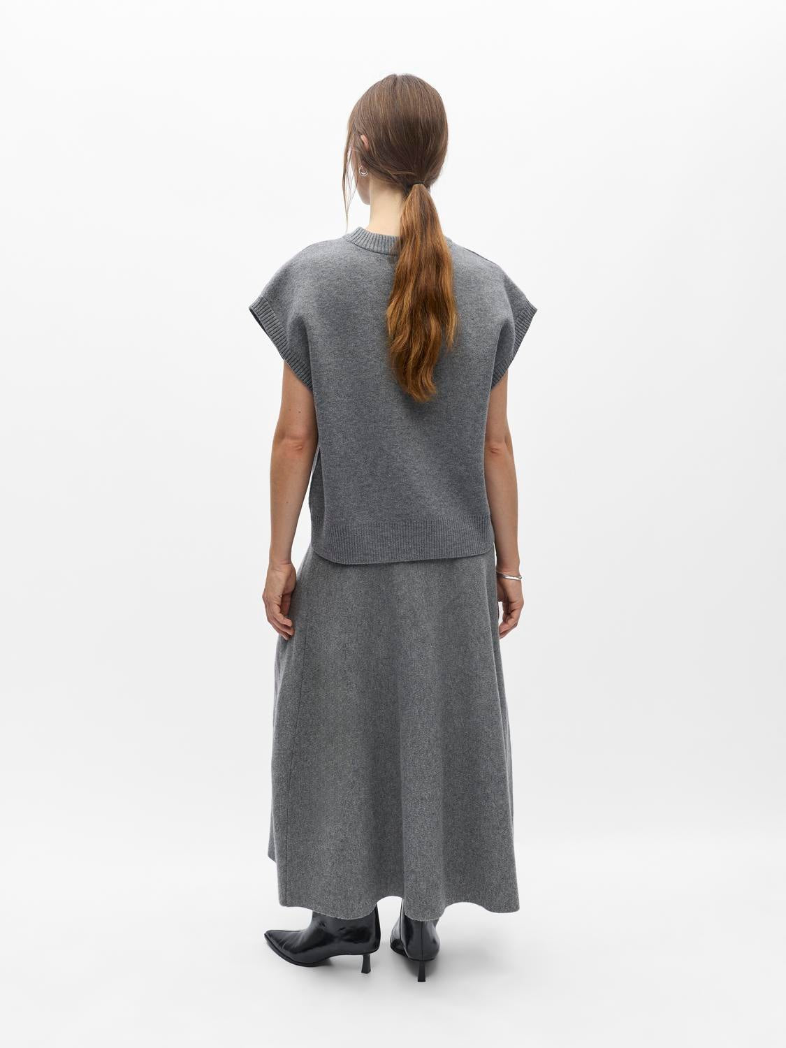 OBJITONE Knitted Waistcoat - Medium Grey Melange - VERO MODA & VILA Bergvik